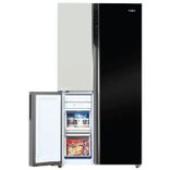 HRT-683KWGU1 Vogue 598L Black White Glass 3-Door Convertible Fridge