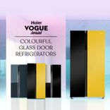 HRS-682KYGU1 Vogue 602L Black Yellow Glass 2-Door Convertible Fridge