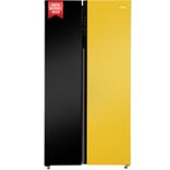 HRS-682KYGU1 Vogue 602L Black Yellow Glass 2-Door Convertible Fridge