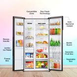 HRS-682KYGU1 Vogue 602L Black Yellow Glass 2-Door Convertible Fridge