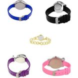 0049 Stylish Multicolour Dial With Golden Chain Beautiful Watches Combo For Woman And Girls Watch - For Girls