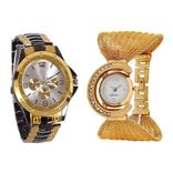 diamons studded metal belt and rosra Watch - For Boys & Girls
