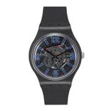 Unisex Black Swiss-Made Skeleton Analogue Watch SUOB165