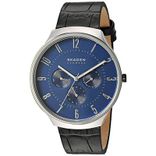 Men Blue Analogue Leather Watch SKW6535_SOR