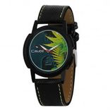 Black Analog Watch rg460 With Leather Strap for Men's
