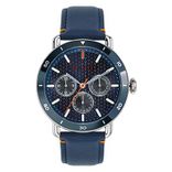Men Blue Leather Analogue Watch 10031515_OR