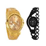 full gold for mens and black jali womens and girls Watch - For Men & Women