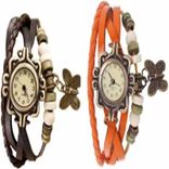 Brown-Orange-Wrist Watch - For Women