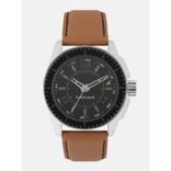 Men Black Genuine Leather Analogue Watch NK3089SL05_OR2