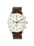 FS5402 Commuter Chrono Leather Silver Brown Analog Watch - For Men