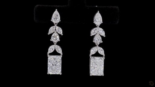Dangle Earrings, 14K White Gold, stock 748723