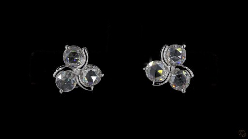 Stud Earrings, 14K White Gold, stock 711275