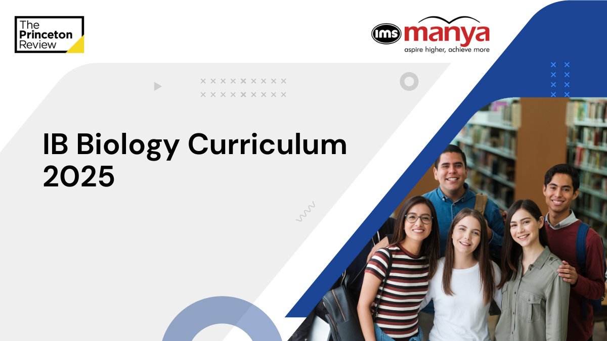 A bunch of school children standing next to a cluster of text" IB BIology Curriculum."