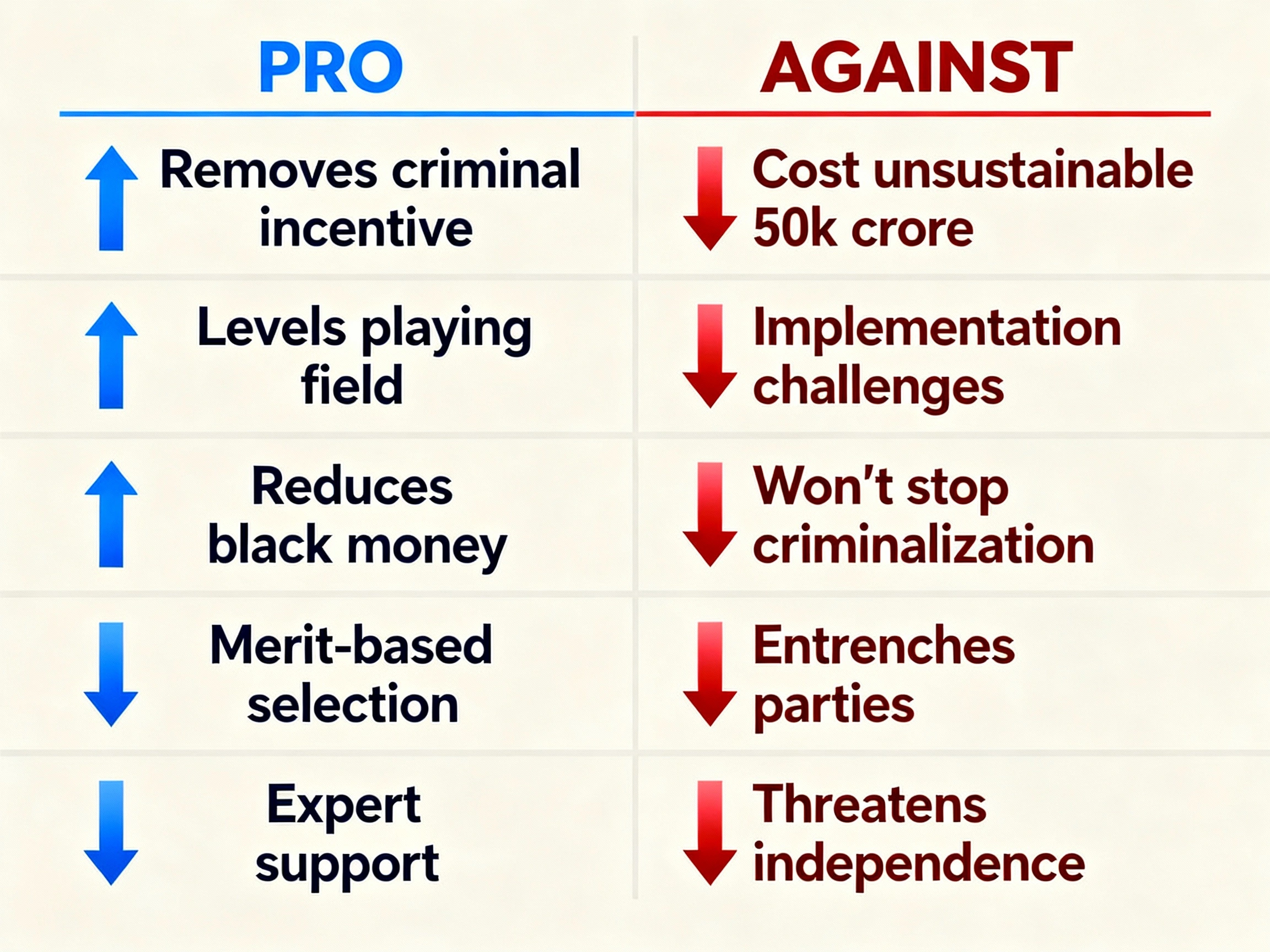 arguments for state funding of elections in India