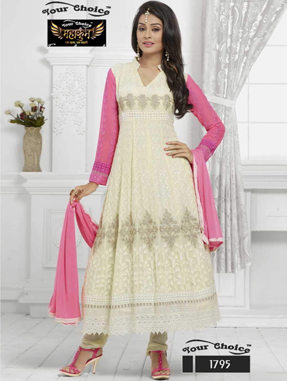 white chiffon anarkali