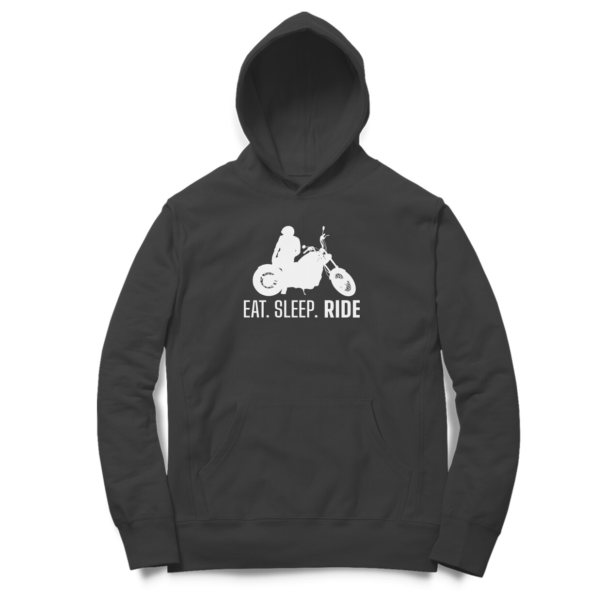 Eat Sleep Ride (hood), Black, front