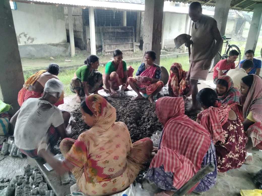 Volunteers working together