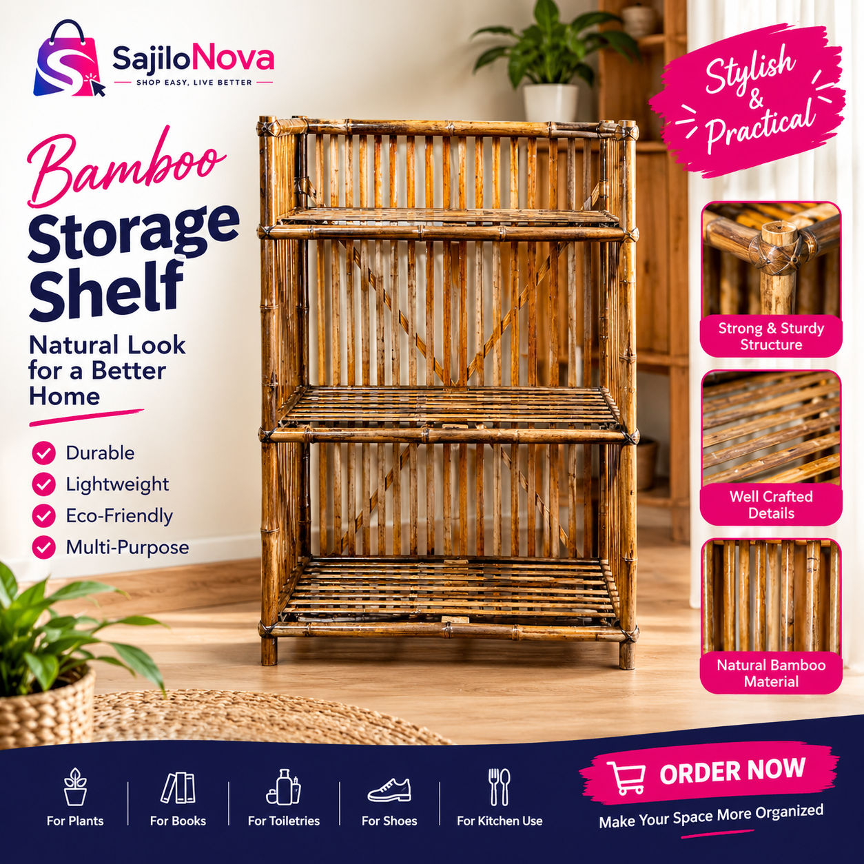 3 step Bamboo rack All in one