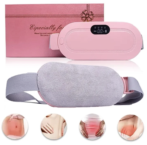 Period Cramp Relief Heating Pad Pain Device with 4 Massage Modes for Menstrual Pain and Belly or Back Pain Relief, LED Display, Comfortable Bel (PINK)