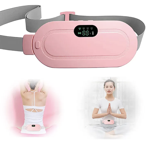 Period Cramp Relief Heating Pad Pain Device with 4 Massage Modes for Menstrual Pain and Belly or Back Pain Relief, LED Display, Comfortable Bel (PINK)