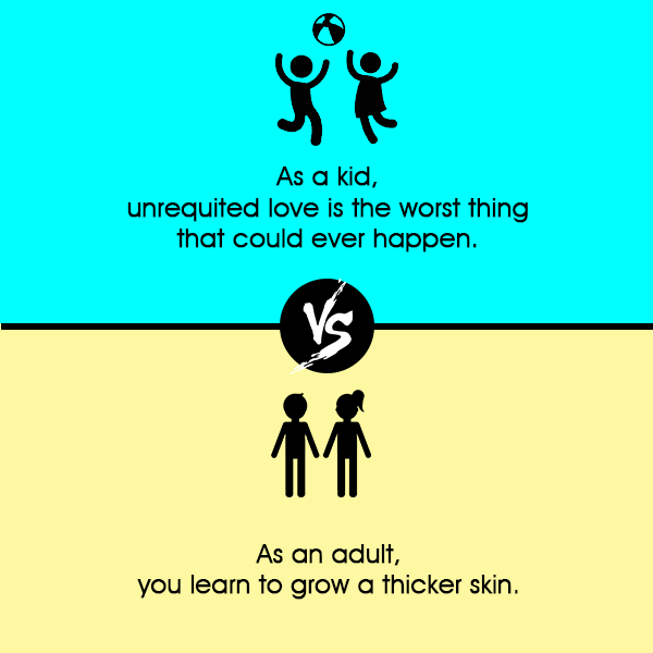 As a Kid, Unrequited Love is Worst Thing but Adults Learn to Grow a Thicker Skin As a Kid, Unrequited Love is Worst Thing but Adults Learn to Grow a Thicker Skin