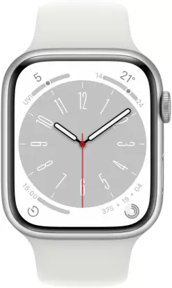 Apple Watch Series 8 GPS Cellular Silver Stainless Steel Case with White Sport Band 41mm