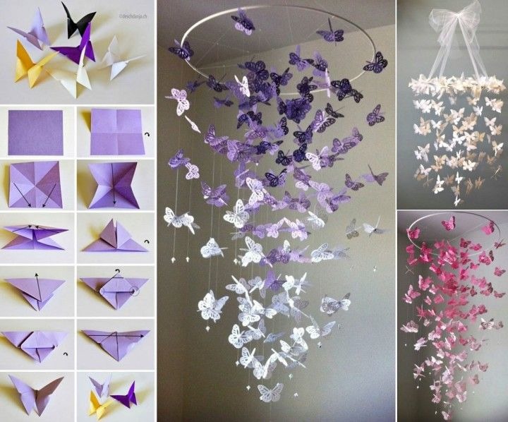 Wonderful Diy Pretty Butterfly Chandelier Mobile Mobile Origami Bebe Happyshappy