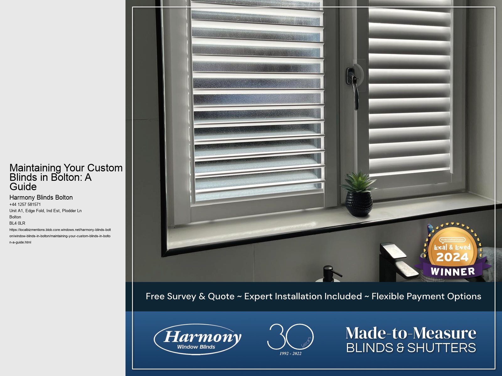 Maintaining Your Custom Blinds in Bolton: A Guide