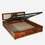 Solid wood bed with elegant headboard design - Image 2