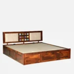 Solid wood bed with elegant headboard design - Image 7