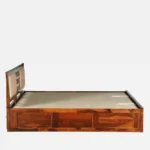 Solid wood bed with elegant headboard design - Image 9