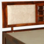 Modern sheesham wood king size bed with storage and elegant headboard design india - Image 3