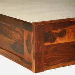 Modern sheesham wood king size bed with storage and elegant headboard design india - Image 8