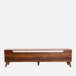 Elegant Walnut Finish Entertainment Unit for Living Room - Image 5