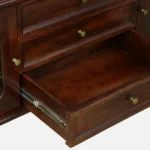 Minimalist walnut finish tv unit with storage for large screen tv in india - Image 9