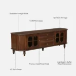 Minimalist walnut finish tv unit with storage for large screen tv in india - Image 10