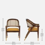 salvary Sheesham Wood Arm Chair In Scratch Resistant Provincial Teak Finish with Cane Mesh Set Of 2 - Image 3