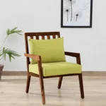 wilton Sheesham Wood Arm Chair In Green & Rustic Teak Finish Set Of 2