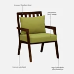 wilton Sheesham Wood Arm Chair In Green & Rustic Teak Finish Set Of 2 - Image 4