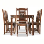 Luxury Solid Sheesham Wood Rustic 6-Seater Dining Table Set with Iron Detailing - Image 2