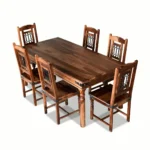 Luxury Solid Sheesham Wood Rustic 6-Seater Dining Table Set with Iron Detailing - Image 5