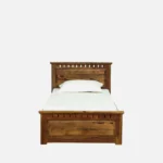 Porixa Solid Wood Single Bed for Home in Warm Walnut Finish - Image 8