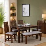 Vrusilla Sheesham Wood 6 Seater Dining Set In Provincial Teak Finish With Bench