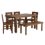 Dlvora Sheesham Wood 6 Seater Dining Set with Bench and Cushioned Chairs - Image 2