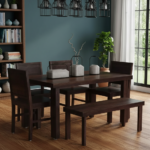 fistel Sheesham Wood 6 Seater Dining Set In Scratch Resistant Provincial Teak Finish With Bench