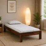 Erlina Premium Solid Wood Single Bed with Smooth Finish in Natural Tone for Bedroom
