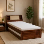 Rlvani Sheesham Wood Single Bed with Smooth Edges in Honey Oak Finish for Modern Homes