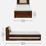 Rlvani Sheesham Wood Single Bed with Smooth Edges in Honey Oak Finish for Modern Homes - Image 8