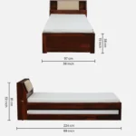 Weto Single Bed in Wenge Finish with Box Storage - Image 11