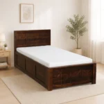 Eorten Sheesham Wood Single Bed In Provincial Teak Finish With Box Storage